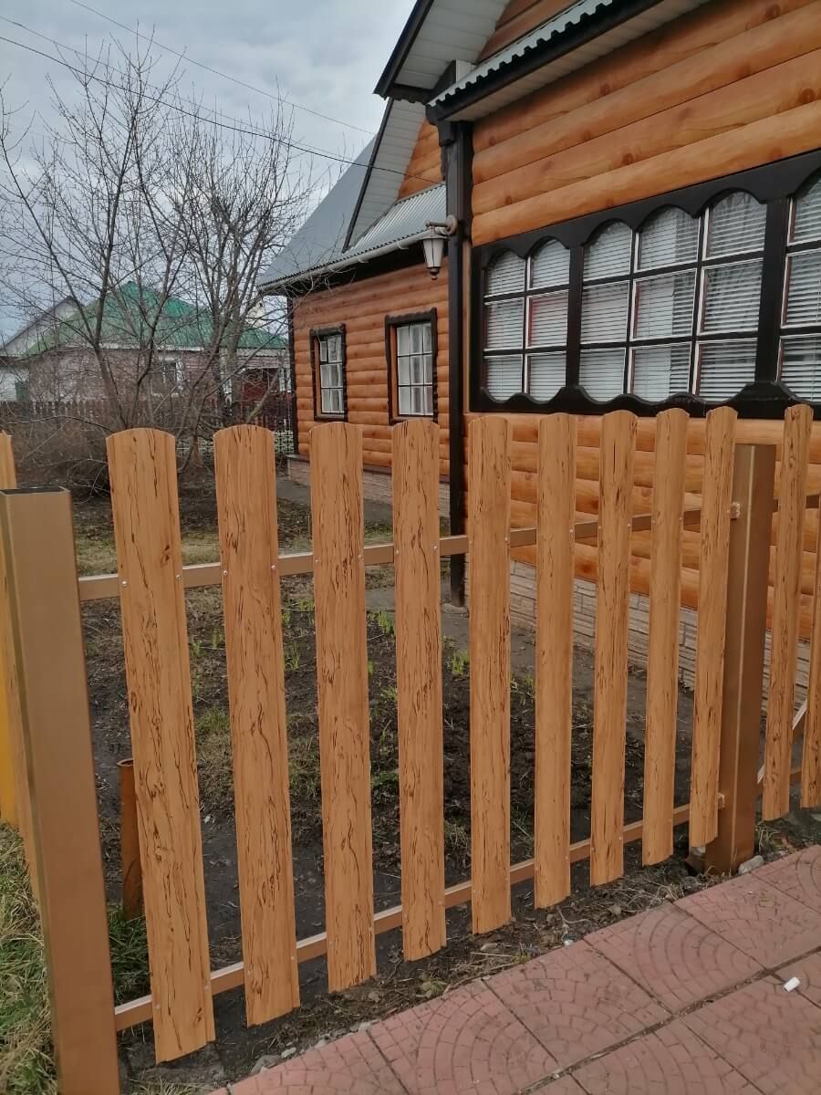 Забор из металлического штакетника 19м Кипарис 2xPrintech двусторонний в Сочи