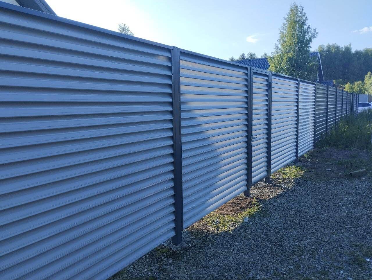 Забор из ламелей еврожалюзи 20м RAL7004 Серый в Сочи