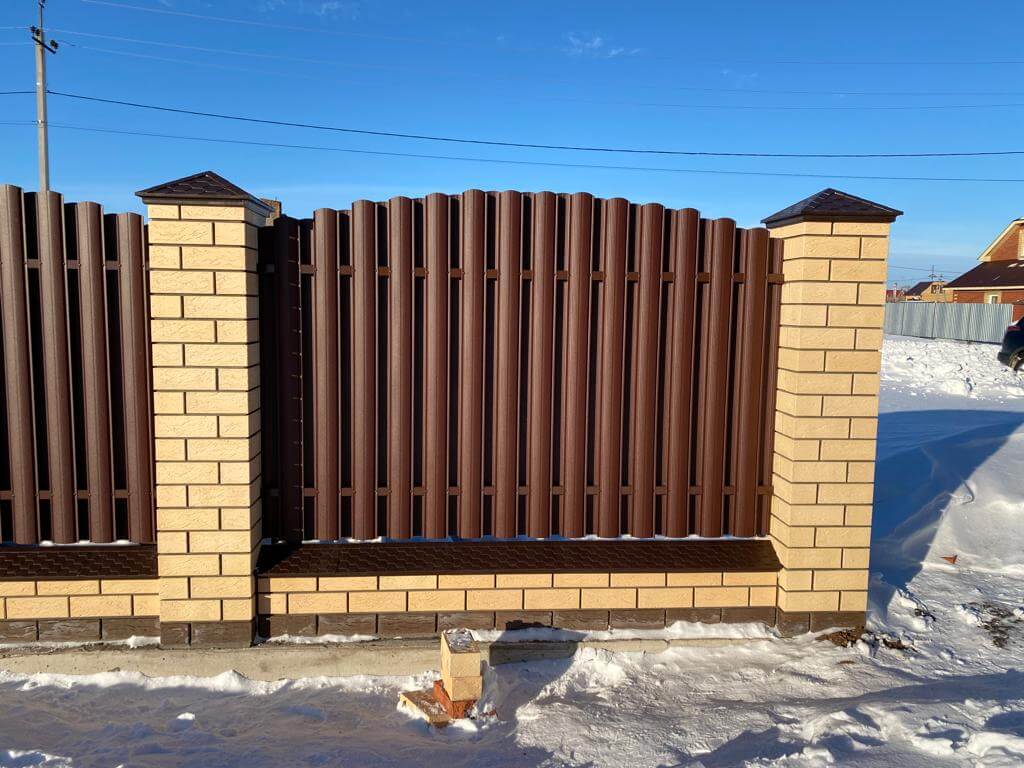 Забор из евроштакетника 57м RAL8017/8017 Шоколад двухсторонний МАТТЕ в Сочи