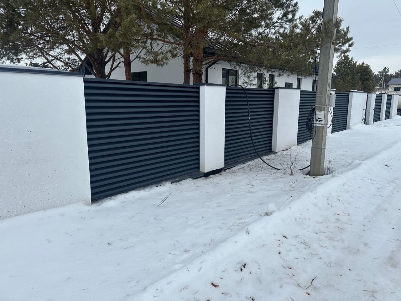 Забор-жалюзи 76м RAL7024/7024 Серый Графит двусторонний МАТТЕ фото 3 в Сочи